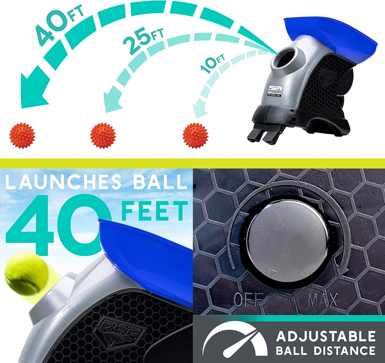 Ready Set Fetch Automatic Tennis Ball Launcher Dog Toy - Electronic Thrower for Fetch